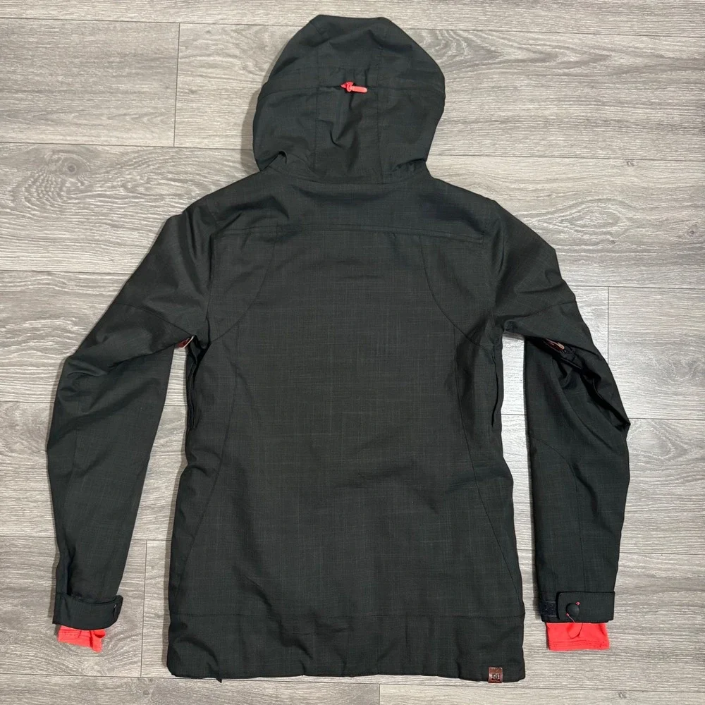 DC Data Women Snowboard Ski‎ Jacket Black Neon Coral 10K Waterproof Small Hooded